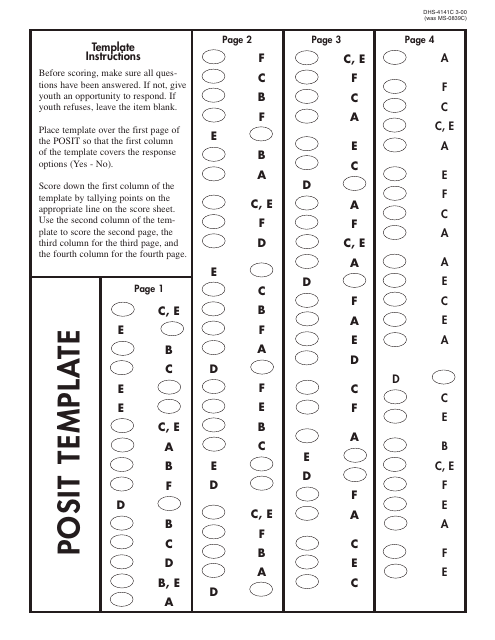 Form DHS-4141C Posit Scoring Template - Minnesota