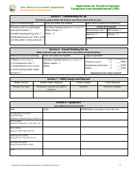 Application for Permit to Operate Temporary Food Establishment (Tfe) - New Mexico, Page 2