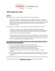 Instructions for Form SFN59676 North Dakota Development Fund, Inc. (Nddf) Application - North Dakota