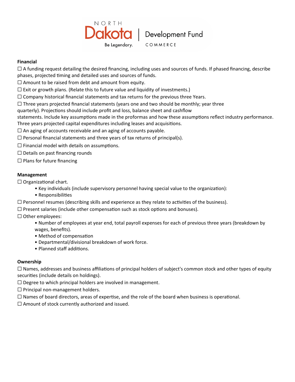 Instructions for Form SFN59676 North Dakota Development Fund, Inc. (Nddf) Application - North Dakota, Page 5