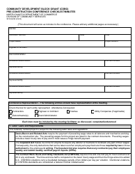 Document preview: Form SFN62299 Community Development Block Grant (Cdbg) Pre-construction Conference Checklist/Minutes - North Dakota