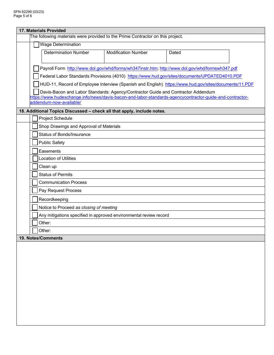 Form SFN62299 Community Development Block Grant (Cdbg) Pre-construction Conference Checklist / Minutes - North Dakota, Page 5