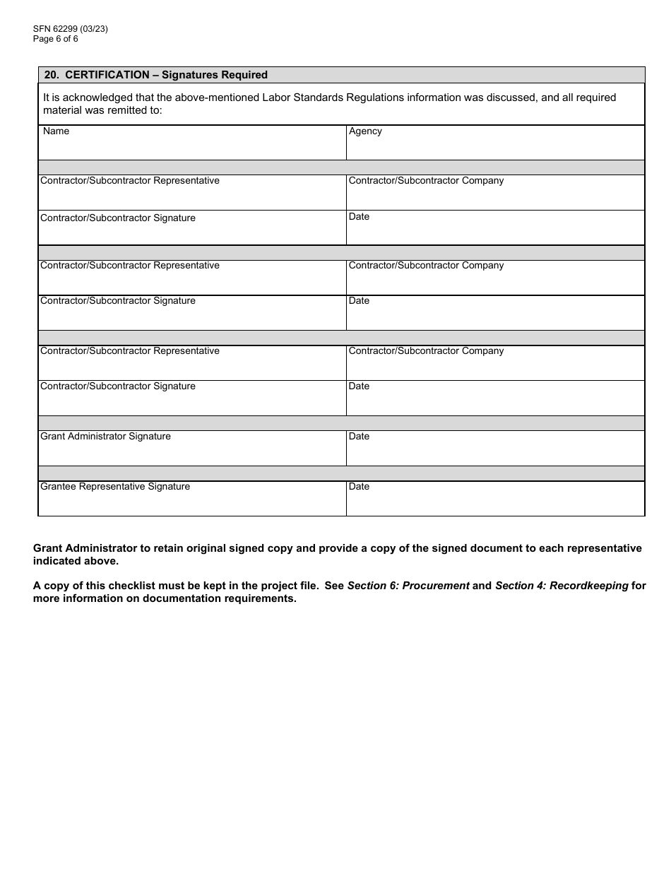 Form SFN62299 Community Development Block Grant (Cdbg) Pre-construction Conference Checklist / Minutes - North Dakota, Page 6
