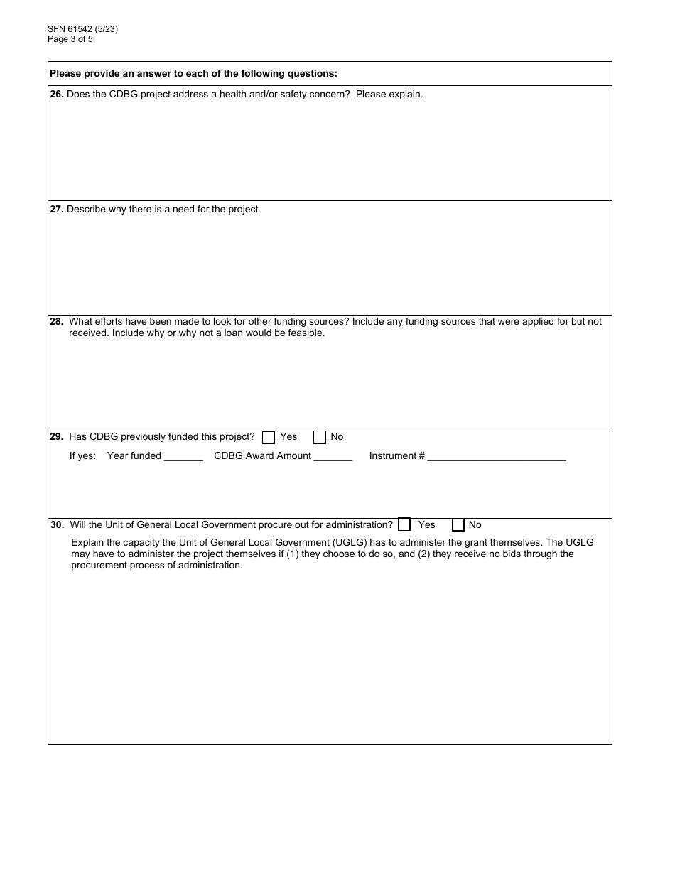 Form SFN61542 Community Development Block Grant (Cdbg) Preapplication - North Dakota, Page 3