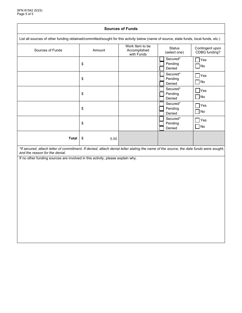 Form SFN61542 Community Development Block Grant (Cdbg) Preapplication - North Dakota, Page 5