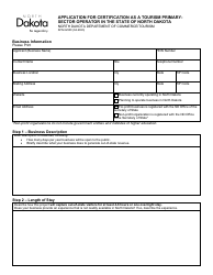 Form SFN62300 Application for Certification as a Tourism Primary-Sector Operator in the State of North Dakota - North Dakota