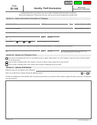 Document preview: Form ID-100 Identity Theft Declaration - Wisconsin