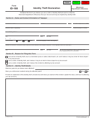 Form ID-100 Identity Theft Declaration - Wisconsin