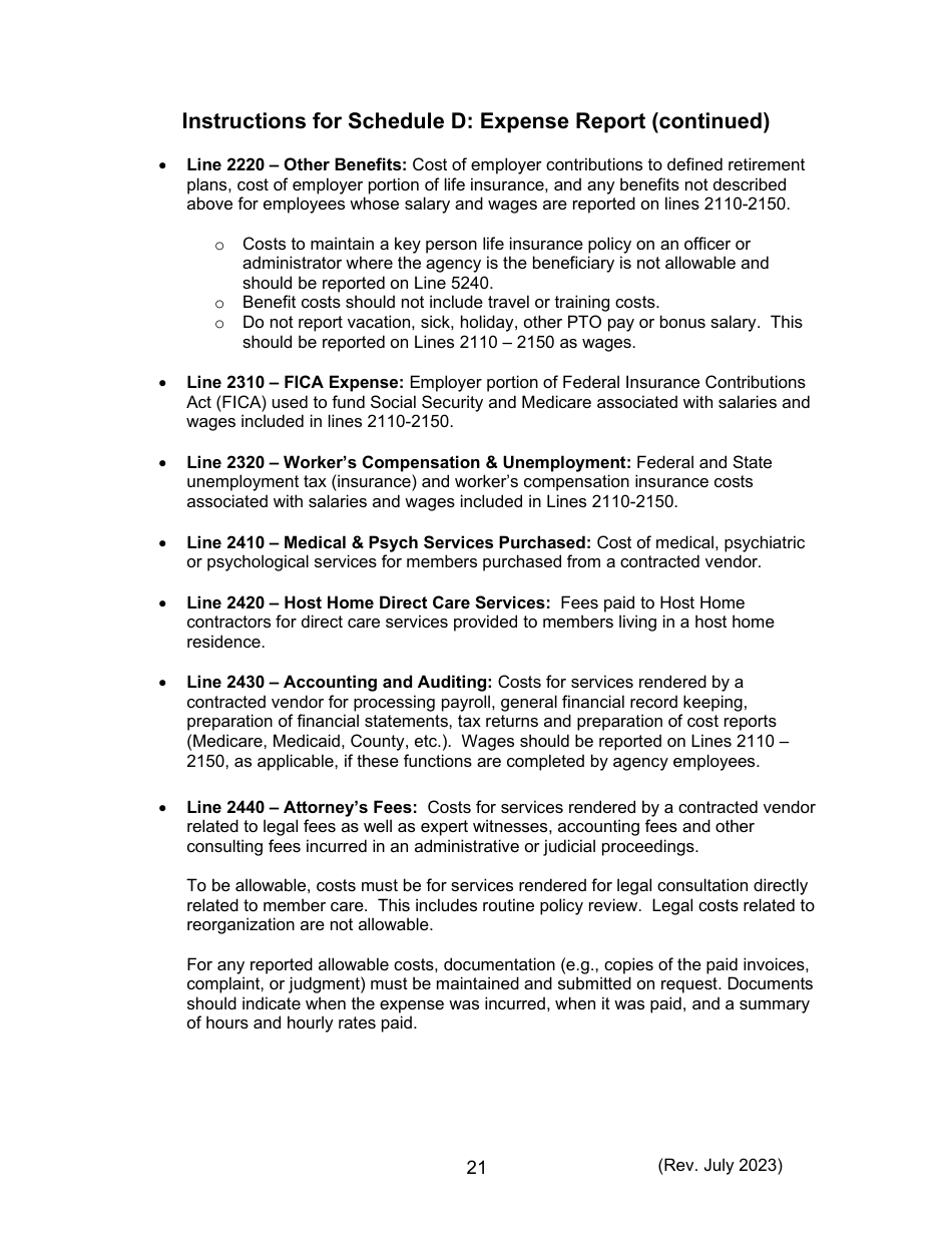 Instructions for Form 470-5477 Home and Community-Based Services (Hcbs) Cost Report - Iowa, Page 21