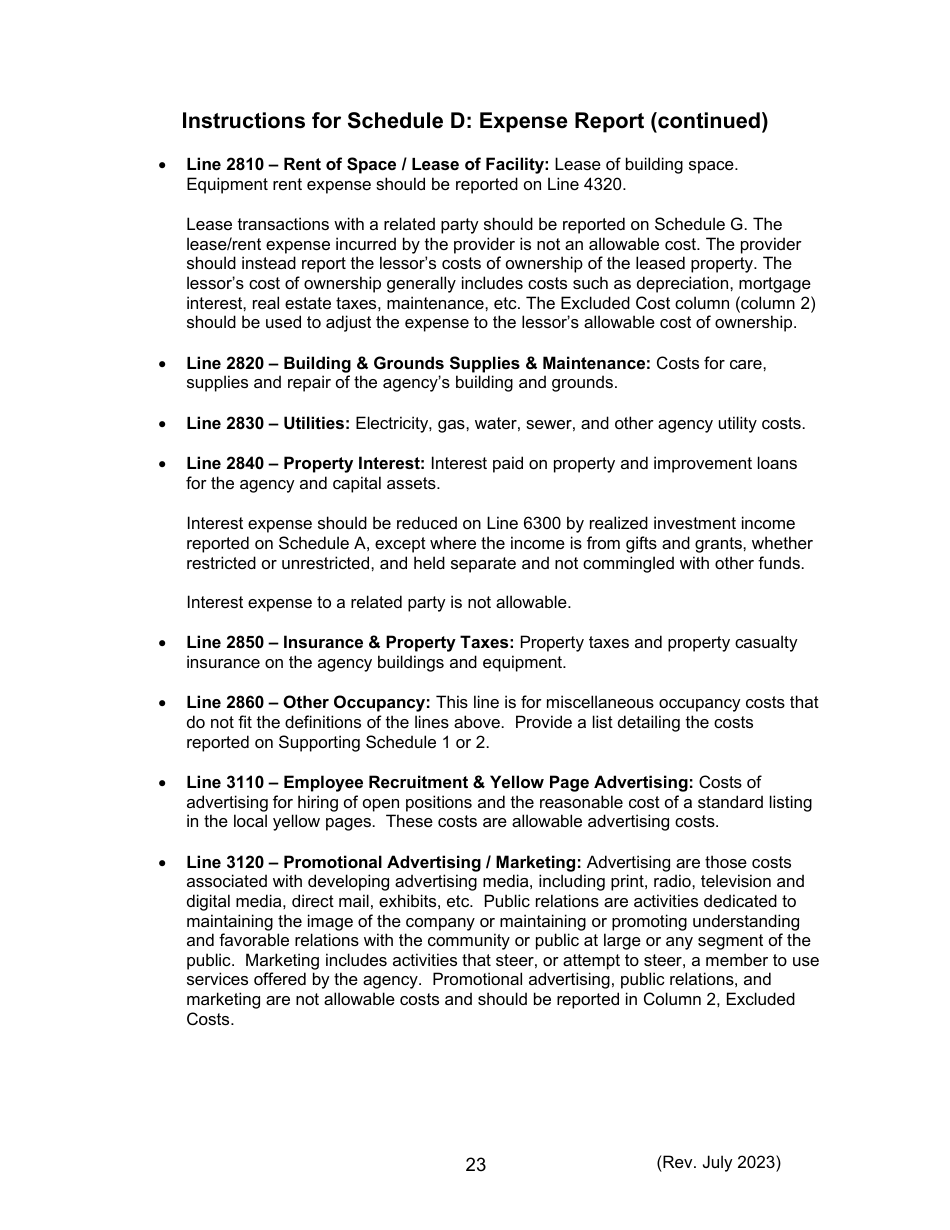 Instructions for Form 470-5477 Home and Community-Based Services (Hcbs) Cost Report - Iowa, Page 23