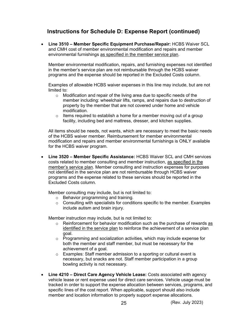Instructions for Form 470-5477 Home and Community-Based Services (Hcbs) Cost Report - Iowa, Page 25