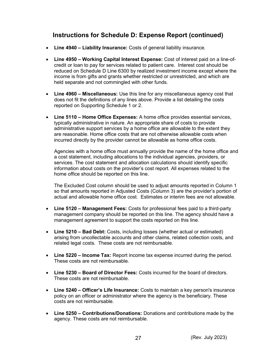 Instructions for Form 470-5477 Home and Community-Based Services (Hcbs) Cost Report - Iowa, Page 27