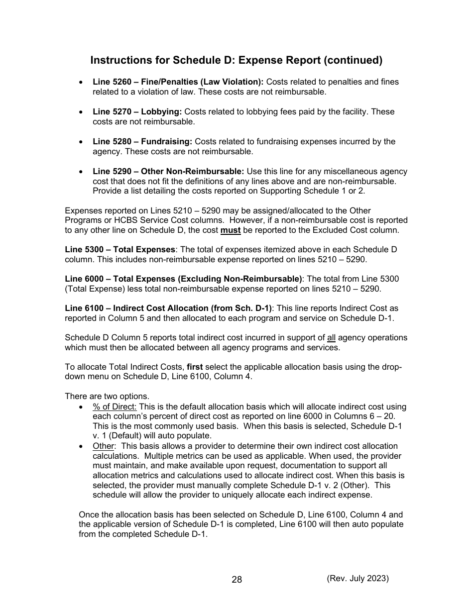 Instructions for Form 470-5477 Home and Community-Based Services (Hcbs) Cost Report - Iowa, Page 28