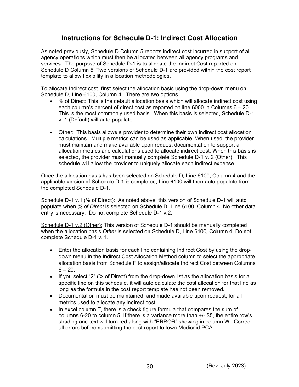 Instructions for Form 470-5477 Home and Community-Based Services (Hcbs) Cost Report - Iowa, Page 30