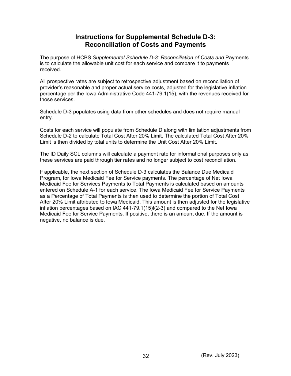 Instructions for Form 470-5477 Home and Community-Based Services (Hcbs) Cost Report - Iowa, Page 32