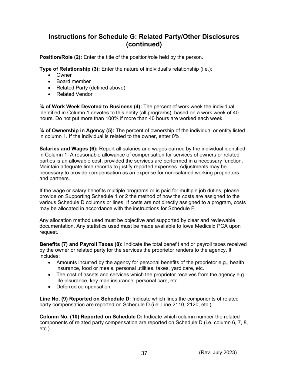 Instructions for Form 470-5477 Home and Community-Based Services (Hcbs) Cost Report - Iowa, Page 37
