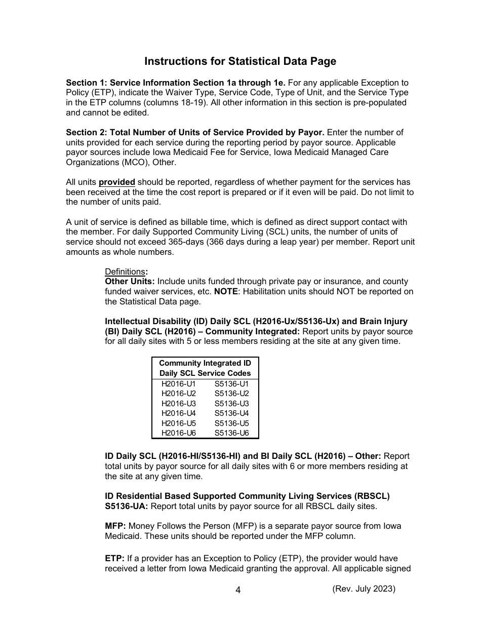 Instructions for Form 470-5477 Home and Community-Based Services (Hcbs) Cost Report - Iowa, Page 4