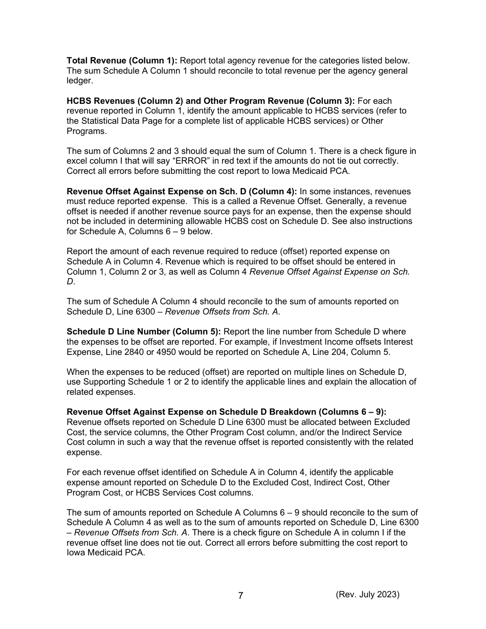 Instructions for Form 470-5477 Home and Community-Based Services (Hcbs) Cost Report - Iowa, Page 7