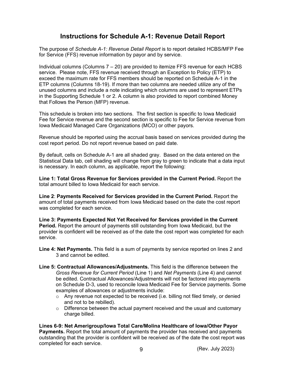 Instructions for Form 470-5477 Home and Community-Based Services (Hcbs) Cost Report - Iowa, Page 9