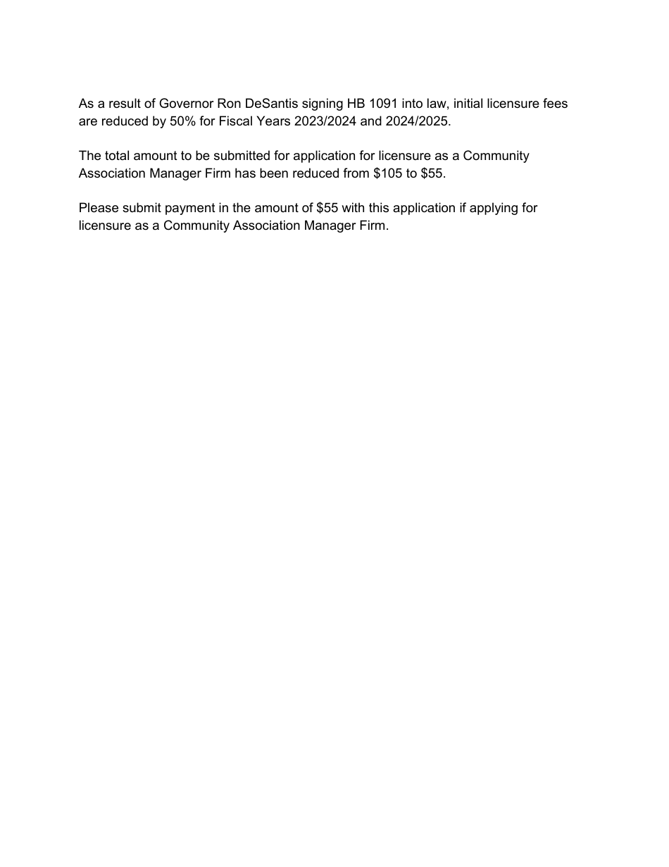 Form DBPR CAM2 Application for Community Association Management Firm License - Florida, Page 1