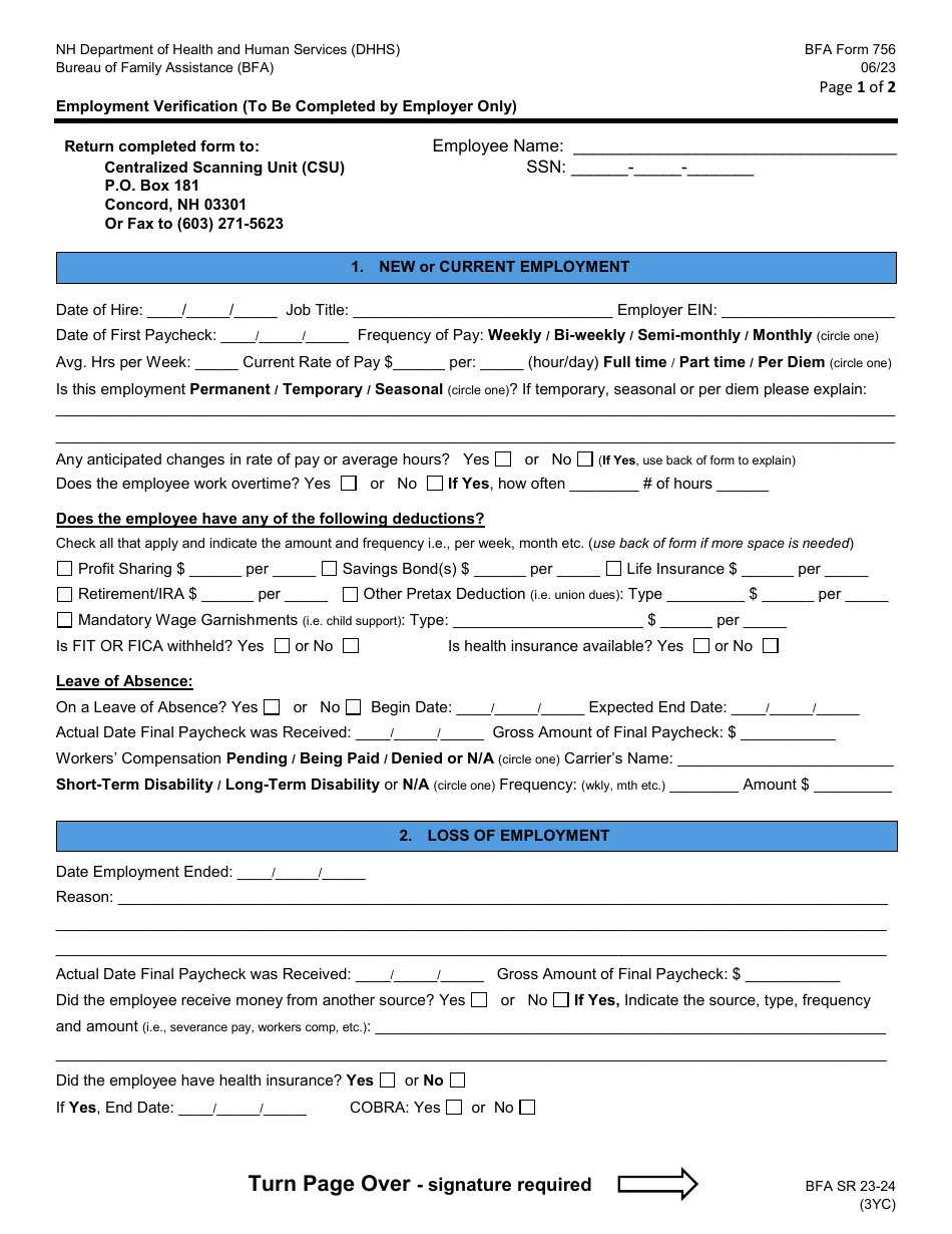 BFA Form 756 Download Printable PDF or Fill Online Employment