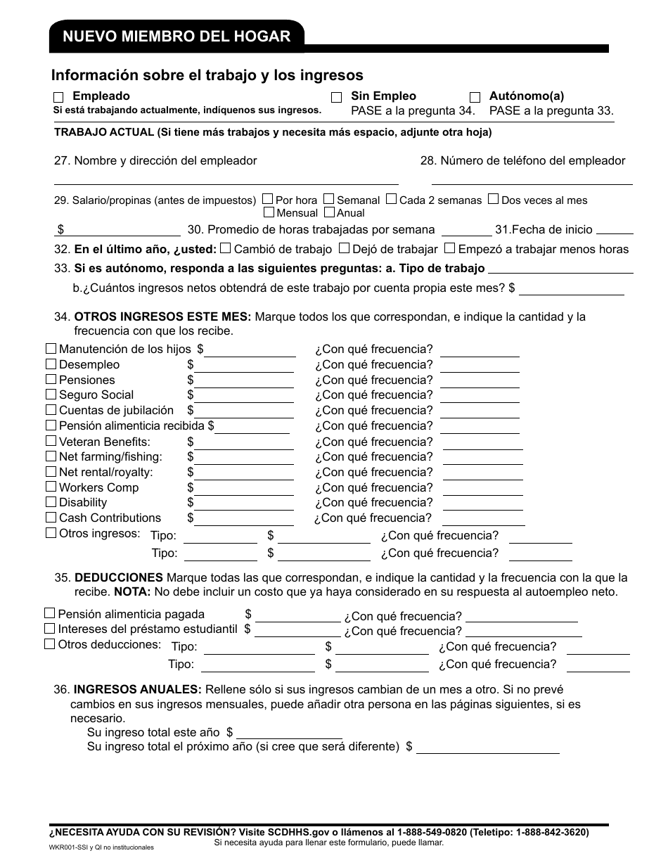 Formulario WKR001 Formulario De Revision Anual - Programas No Institucionales - South Carolina (Spanish), Page 10
