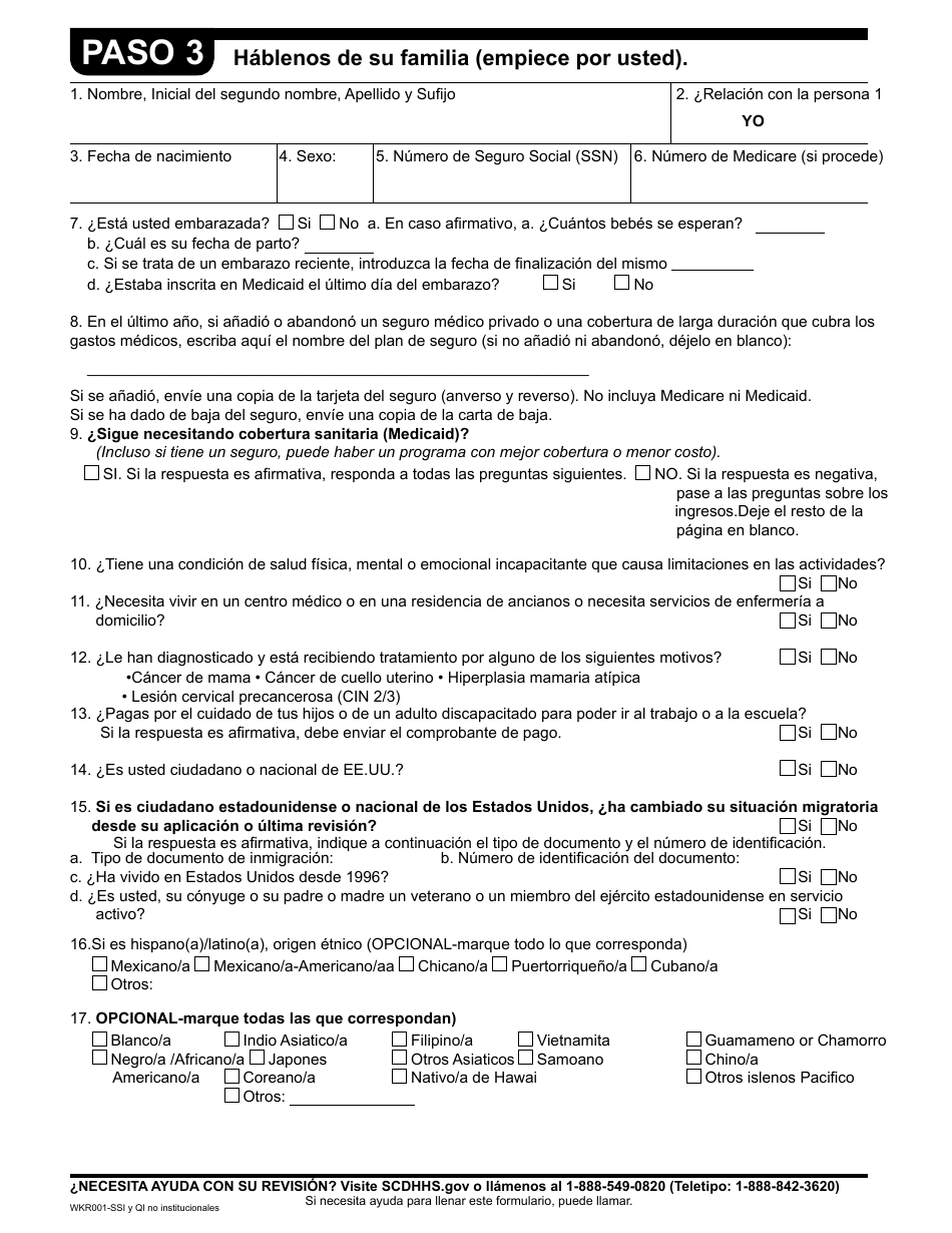 Formulario WKR001 Formulario De Revision Anual - Programas No Institucionales - South Carolina (Spanish), Page 5
