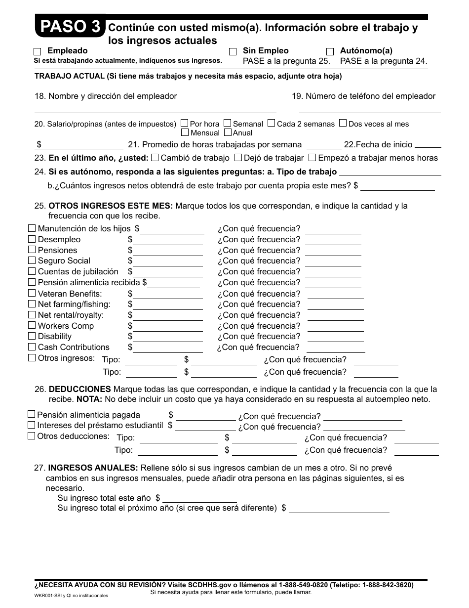 Formulario WKR001 Formulario De Revision Anual - Programas No Institucionales - South Carolina (Spanish), Page 6