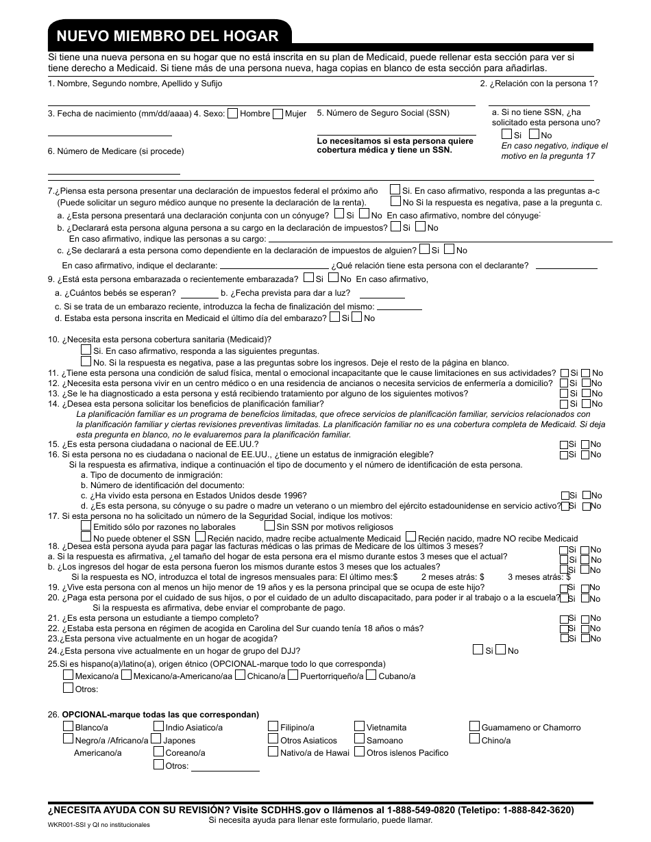 Formulario WKR001 Formulario De Revision Anual - Programas No Institucionales - South Carolina (Spanish), Page 9