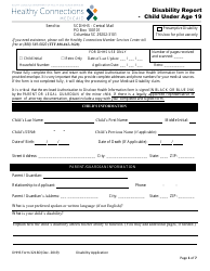 DHHS Form 3218D Disability Report - Child Under Age 19 - South Carolina