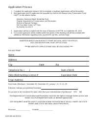 Form DCR199-141 Managed Waterfowl Hunt at Dameron Marsh and Hughlett Point Natural Area Preserves Lottery Application - Virginia, Page 2
