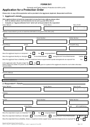 Document preview: Form DV1 Application for a Protection Order - Queensland, Australia