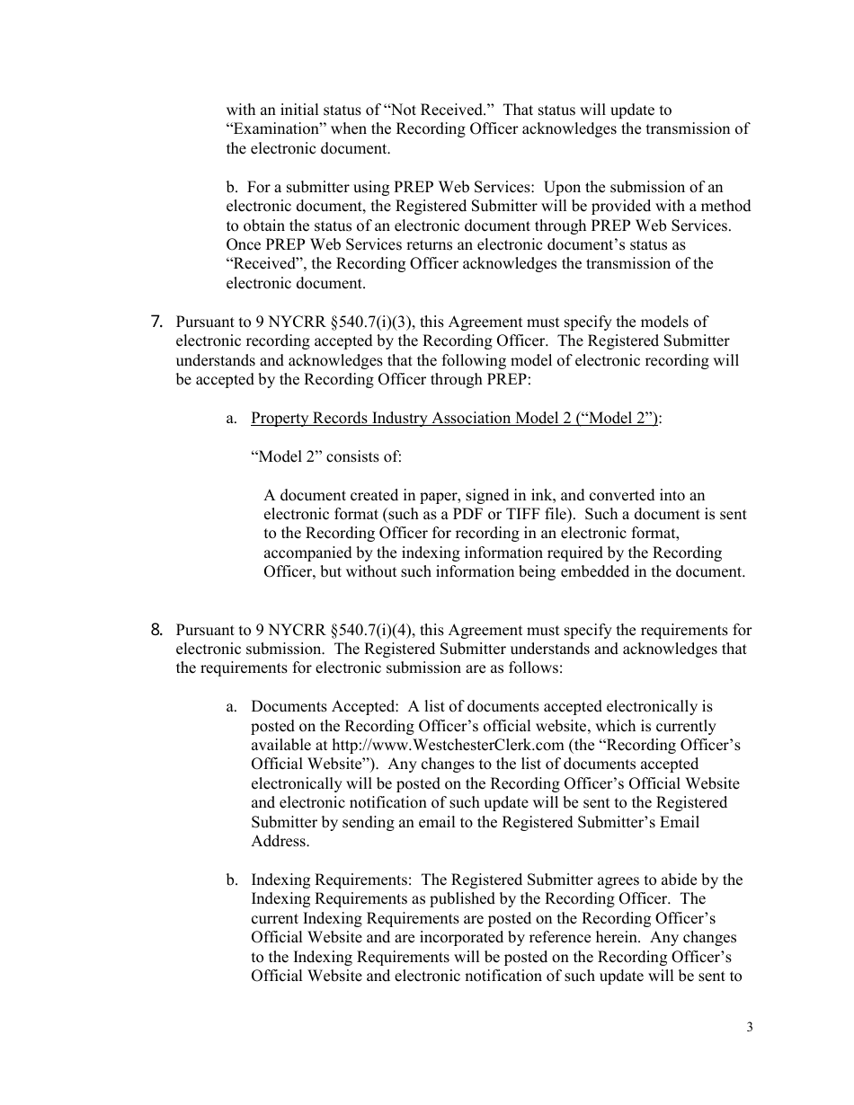 Registered Submitter Agreement for Electronic Recording in Westchester County - Westchester County, New York, Page 6