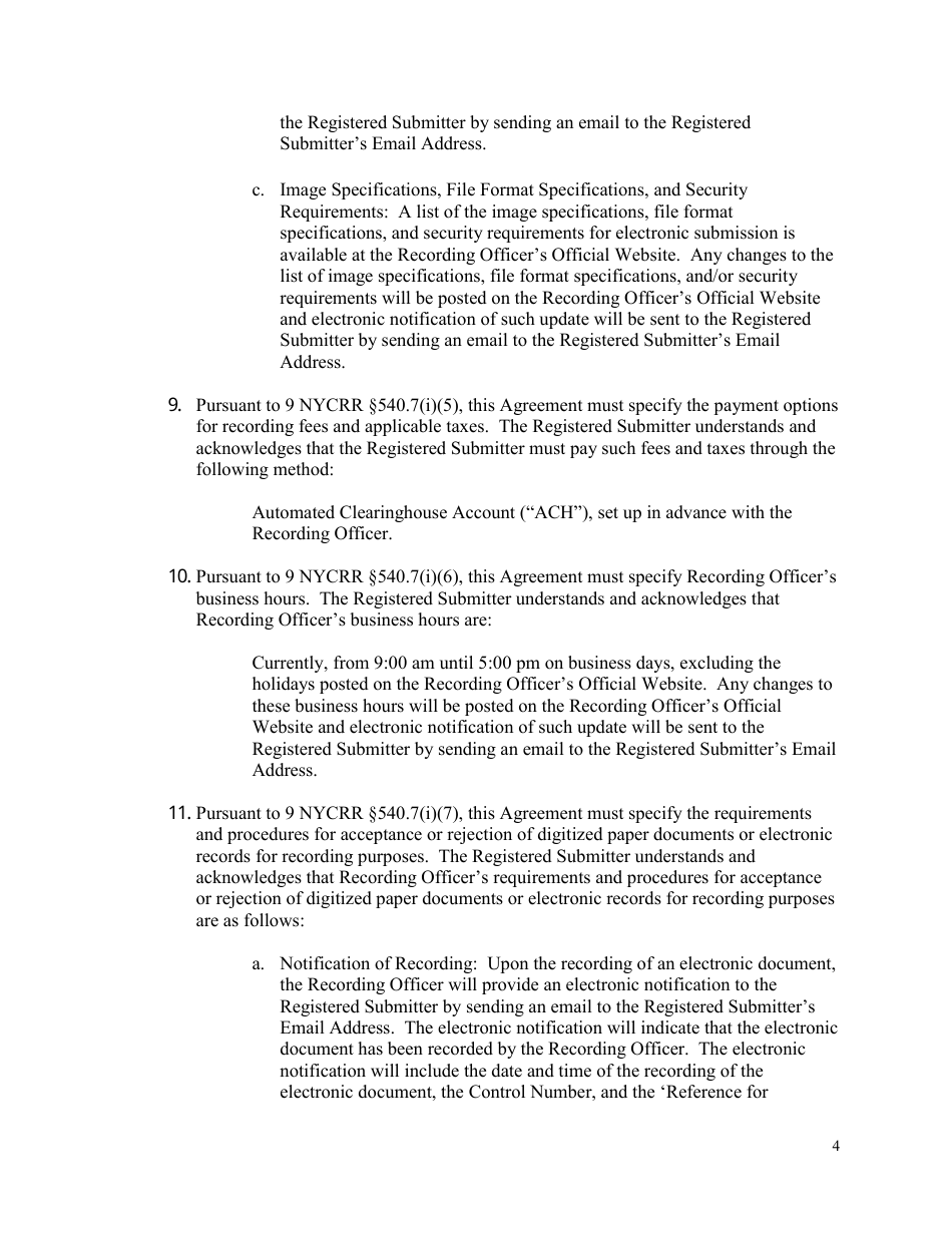 Registered Submitter Agreement for Electronic Recording in Westchester County - Westchester County, New York, Page 7