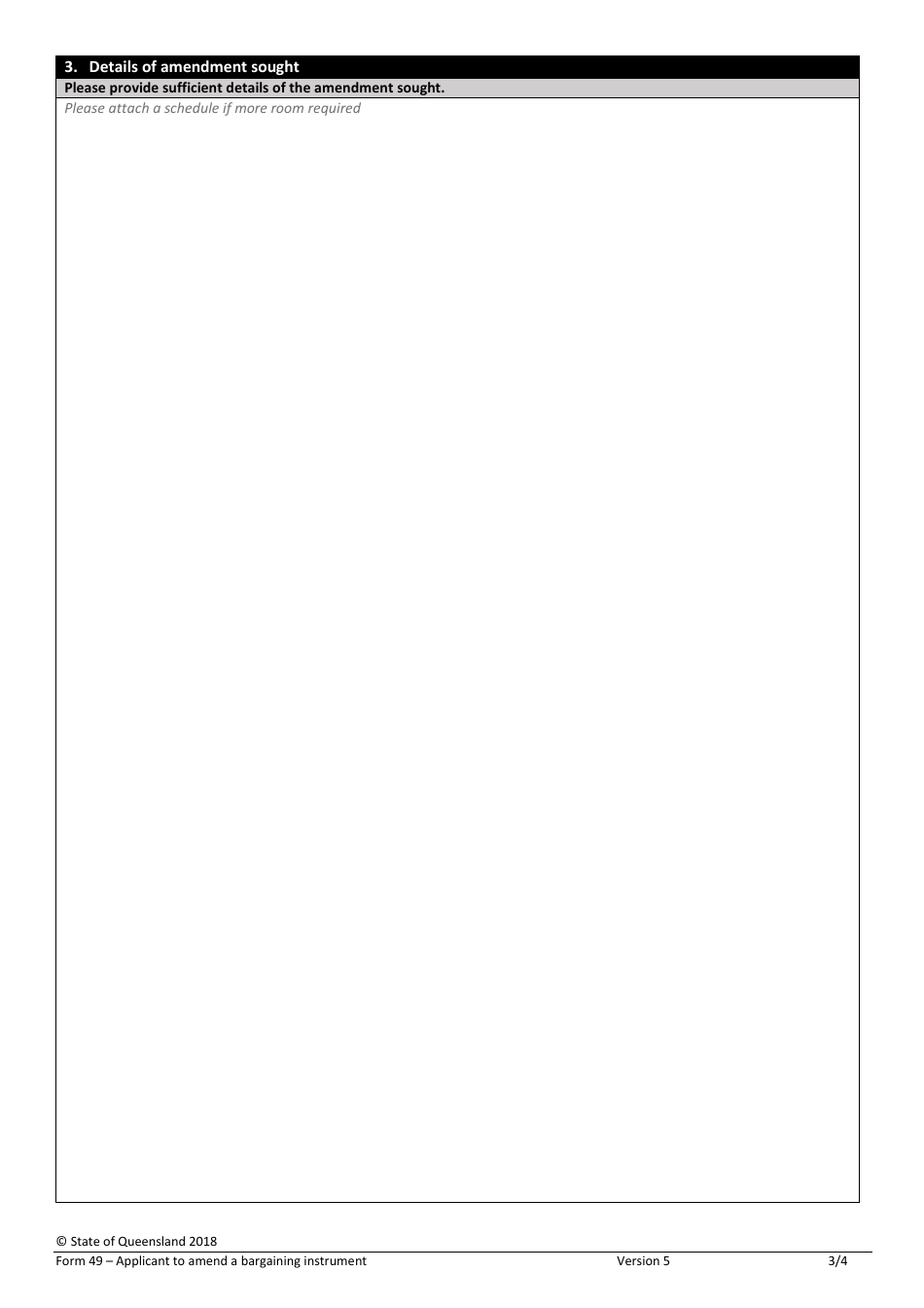 Form 49 Application to Amend a Bargaining Instrument - Queensland, Australia, Page 3
