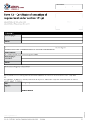 Document preview: Form 43 Certificate of Cessation of Requirement Under Section 171(4) - Queensland, Australia