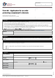 Document preview: Form 84 Application for an Order Protecting Complainant's Interests - Queensland, Australia