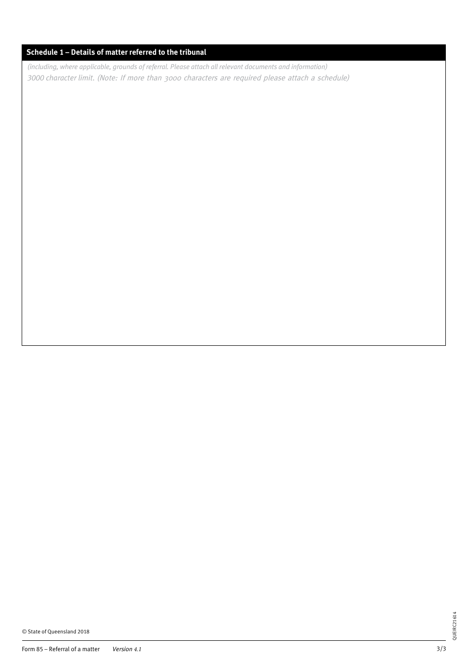 Form 85 Referral of a Matter - Queensland, Australia, Page 3