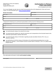 Document preview: Form F101-010-000 Authorization to Release Claim Information - Washington