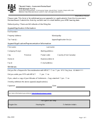 Document preview: Withdrawal Form - Ontario, Canada