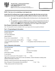Document preview: Late Appeal Request Form - Ontario, Canada