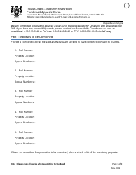 Document preview: Combined Appeals Form - Ontario, Canada