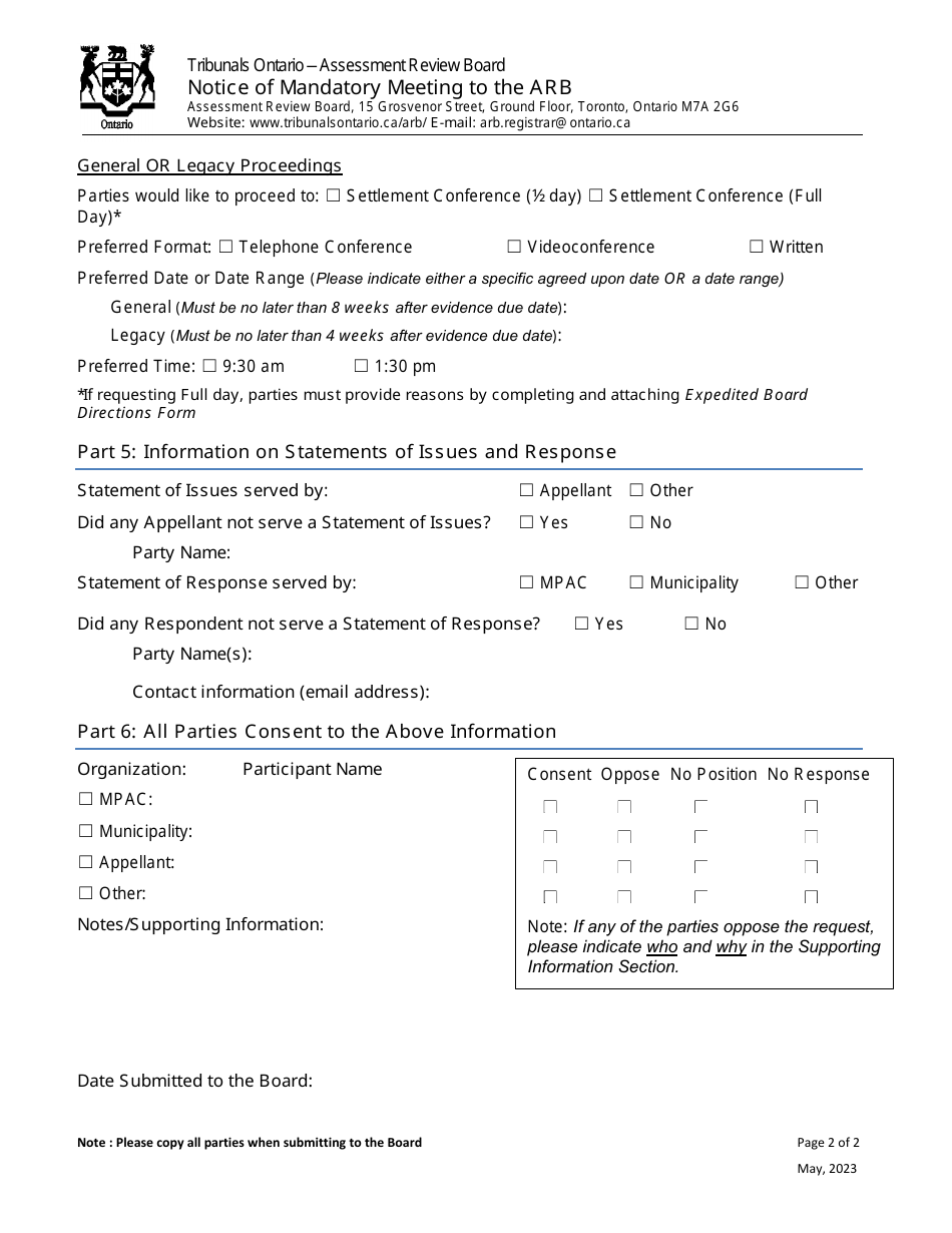 Notice of Mandatory Meeting to the Arb - Ontario, Canada, Page 2