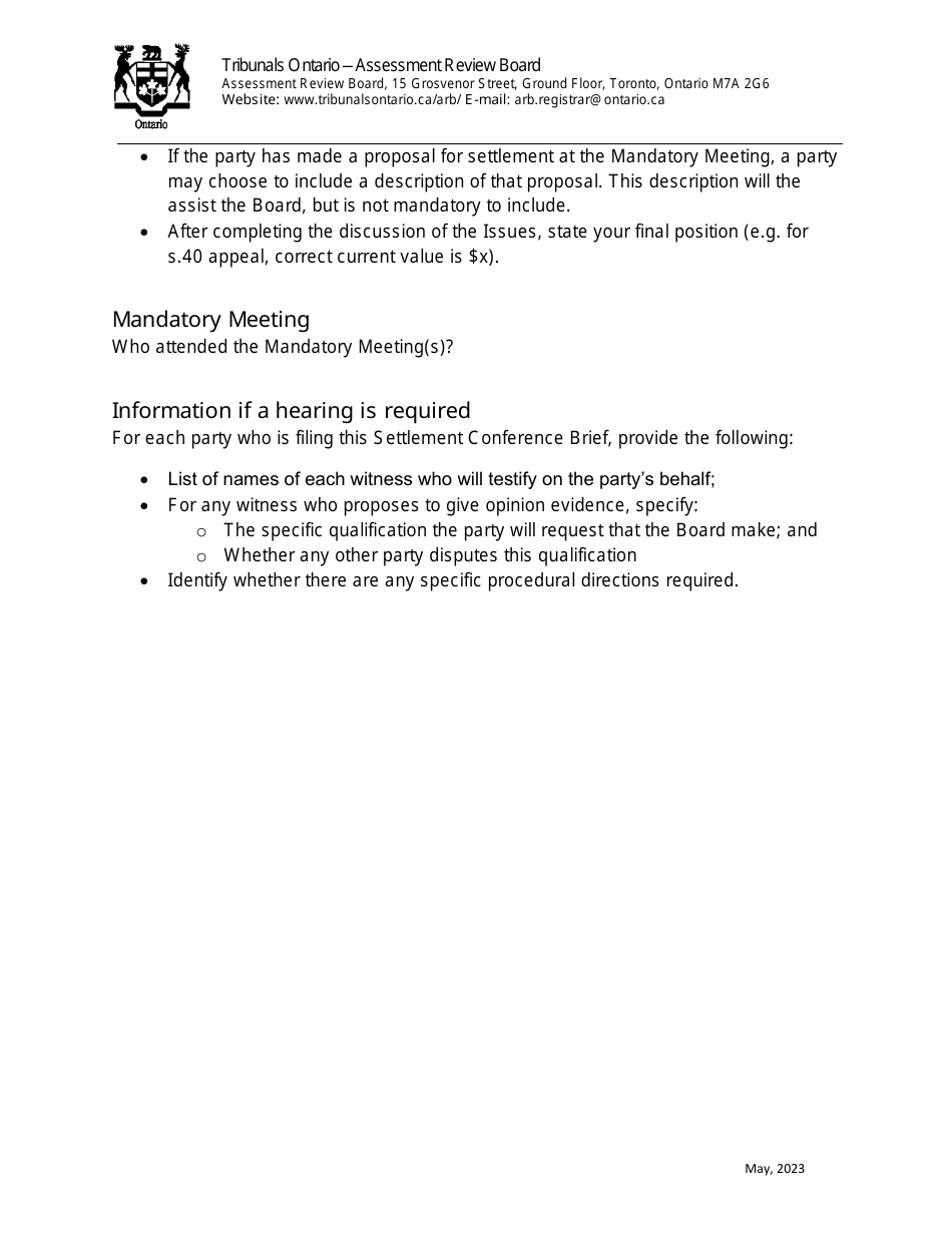 Ontario Canada Settlement Conference Brief Template Download Printable Ontario Canada Settlement Conference Brief Template Download Printable