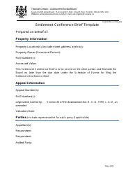Document preview: Settlement Conference Brief Template - Ontario, Canada