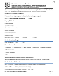 Document preview: Expedited Board Directions Form (Motions/Adjournments) - Ontario, Canada