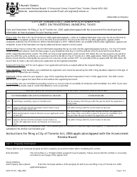 Form ARB-COTA5 City of Toronto Act Application/Appeal - Limits on Traditional Municipal Taxes - Ontario, Canada