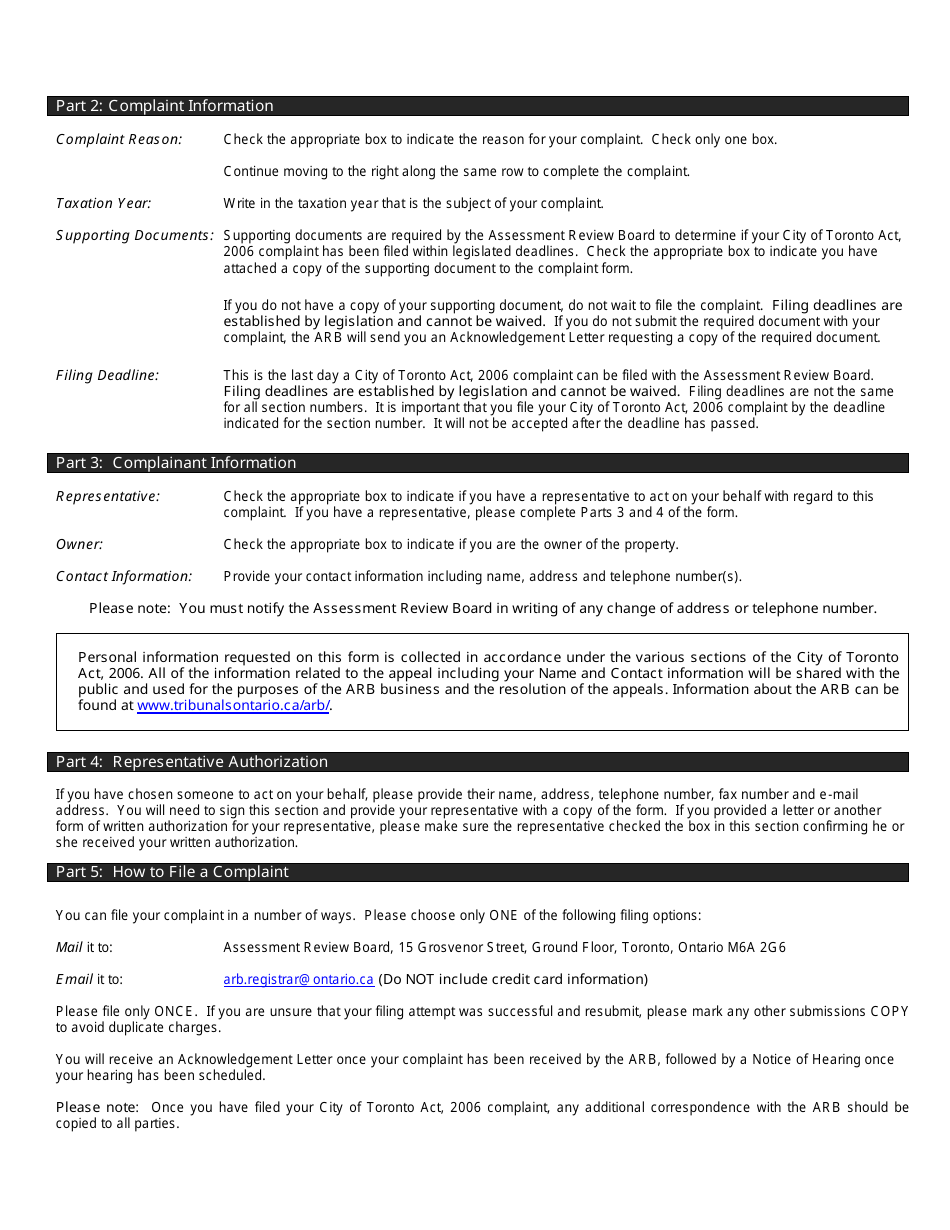 City of Toronto Act Complaint - Vacant Unit Rebate - Ontario, Canada, Page 2