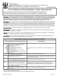 Form ARB-COTA4 City of Toronto Act Application/Appeal - Cancel, Reduce, Refund - Ontario, Canada