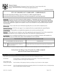 Document preview: Form ARB-COTA2 City of Toronto Act Complaint - Comparables - Ontario, Canada